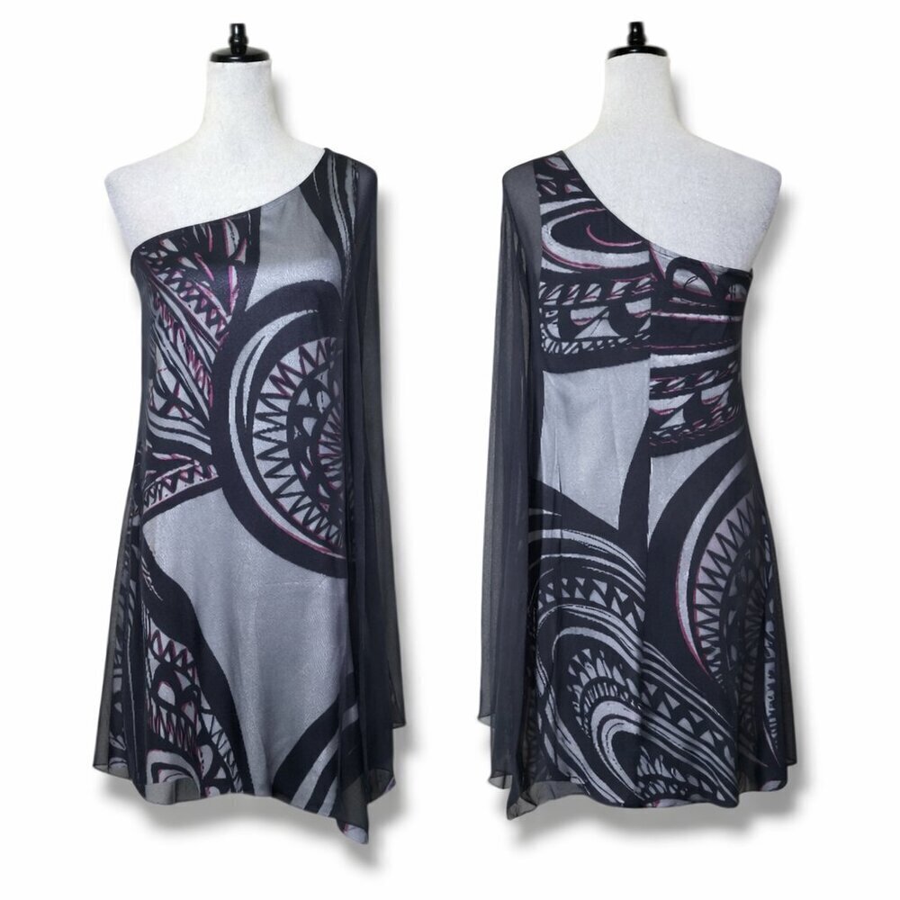 Trina Turk Chiffon One Shoulder Cocktail Dress Size 2